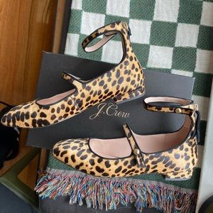 J crew Sally Ballet with Straps in Haircalf US Size 6 1/2.